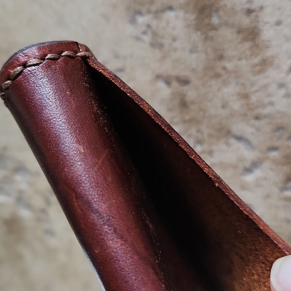 Small leather mens folded card holder - Picture 3 of 5